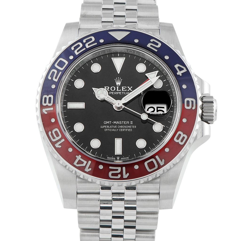 ROLEX Silver GMT-Master II Pepsi Steel Jubilee Watch
