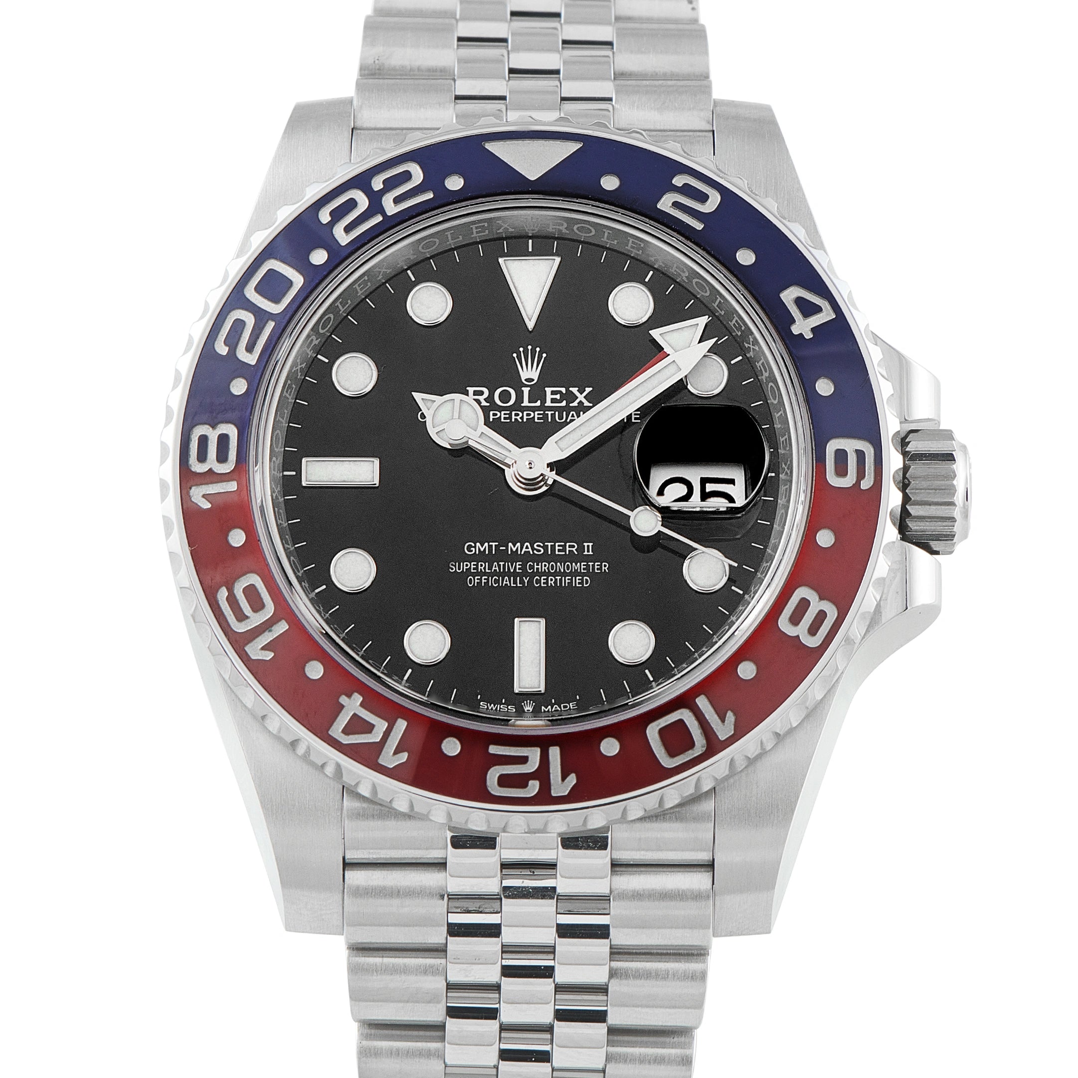 ROLEX Silver GMT-Master II Pepsi Steel Jubilee Watch