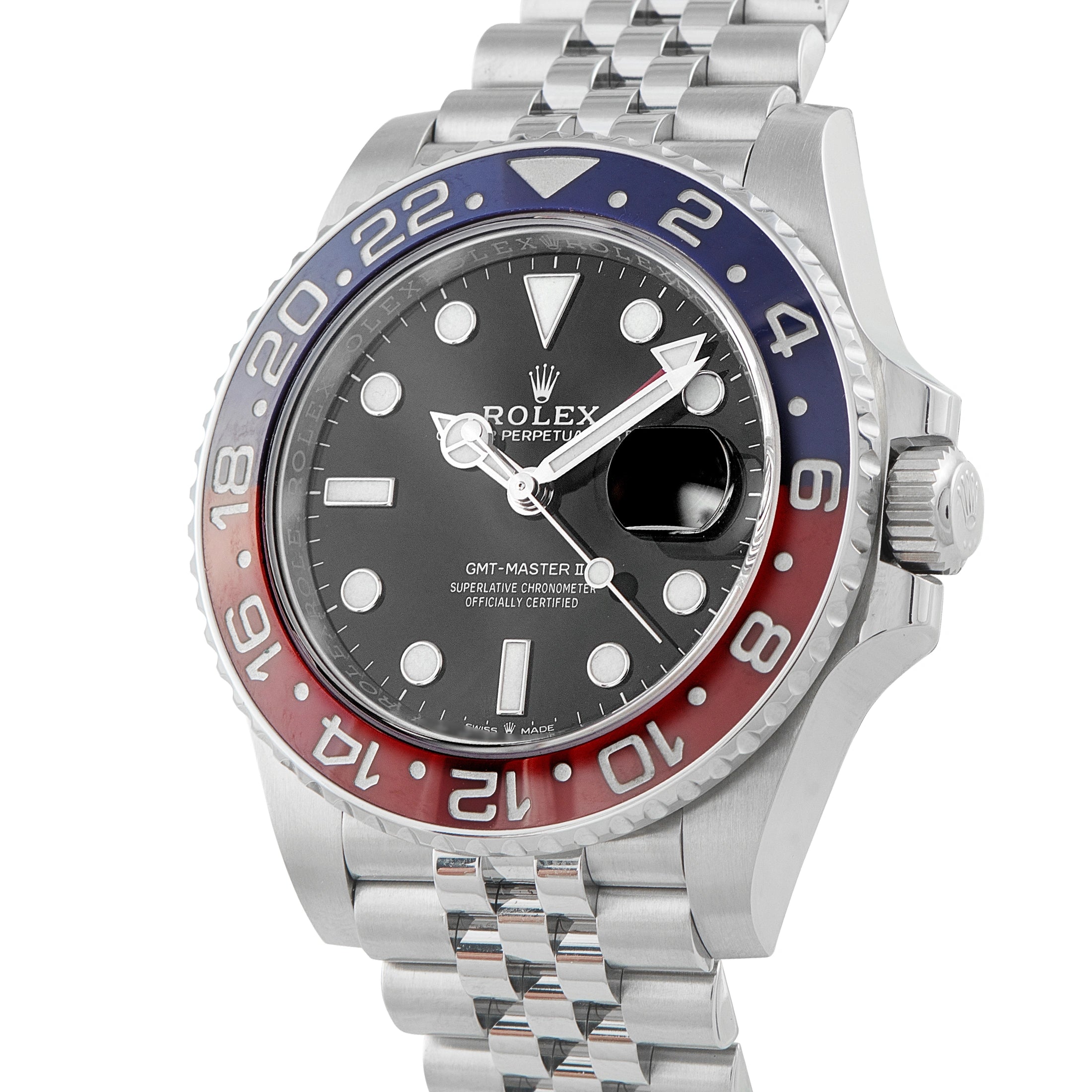 ROLEX Silver GMT-Master II Pepsi Steel Jubilee Watch