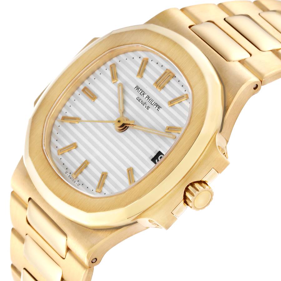 Patek Philippe Nautilus Yellow Gold White Dial Men's Watch