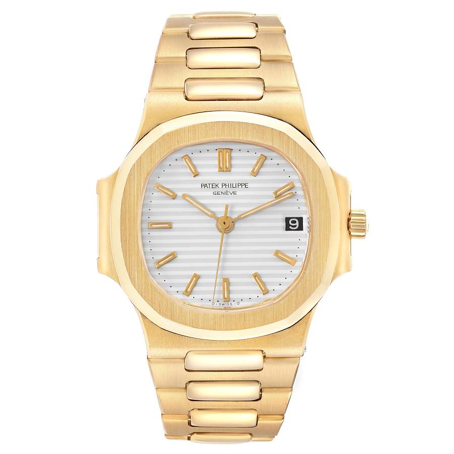 Patek Philippe Nautilus Yellow Gold White Dial Men's Watch