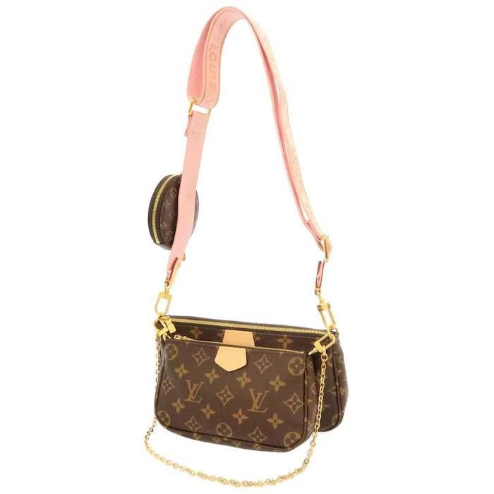 Louis Vuitton Monogram Multi Pochette With Pink Strap