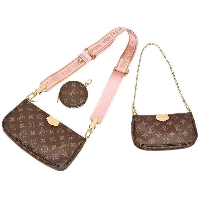 Louis Vuitton Monogram Multi Pochette With Pink Strap