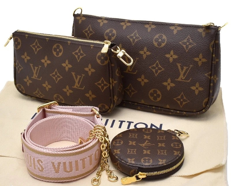 Louis Vuitton Monogram Multi Pochette With Pink Strap